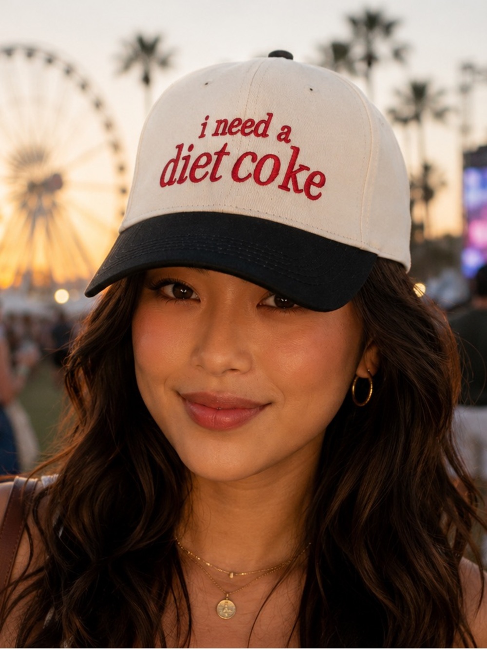 🆕 “I Need a Diet Coke” Two Tone Trucker Hat Embroidered Women’s Adjustable Cap